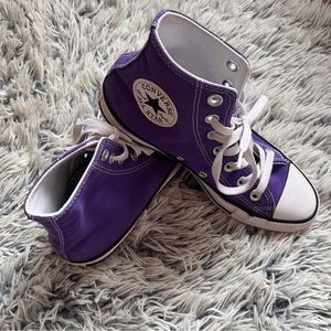 Purple All Star Converse High Top Tennis Shoe Barely Worn White Soles Unisex